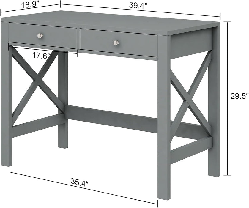 Home Office Desk Writing Computer Table Modern Design Desk with Drawers (Grey)
