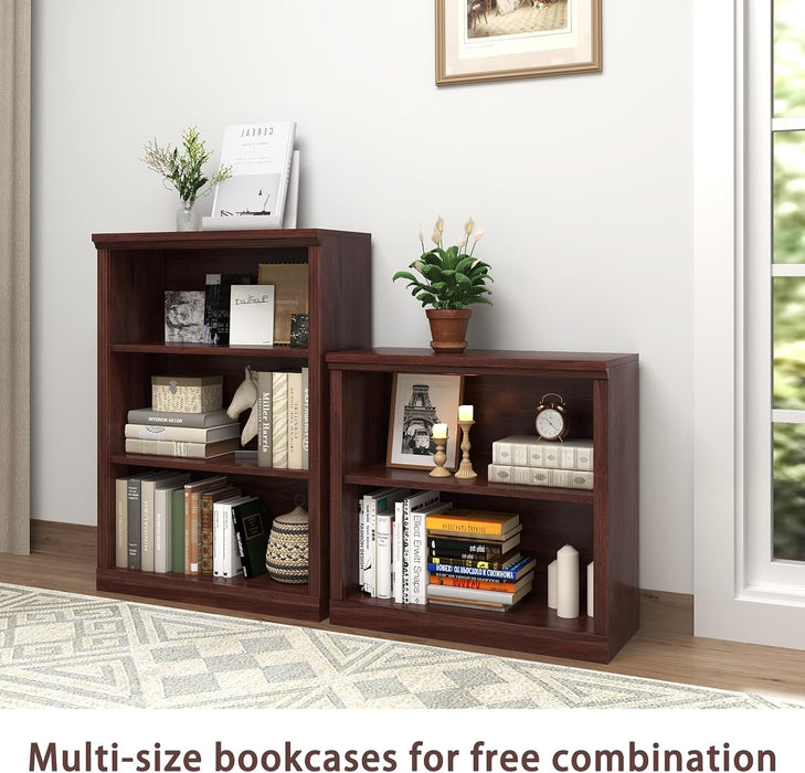 3-Shelf Bookcase, Wood Bookshelves for Living Room, Library, Office