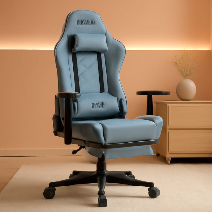 Gaming Chair Breathable Fabric, Racing Style Computer Chair for Adult, Adjustable Reclining Backrest and Lumbar Support, Stylish High Back Chair for Gaming and Office (Light Blue)