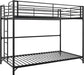 Daven Easy Assembly Metal Bunk Bed for Kids, Teens and Adults, with Ladder, High Guardrail, Metal Slats, Smooth Rounded Edges, No Boxspring Required, Twin-Over-Twin, Black