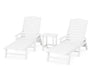 Nautical 3-Piece Chaise Lounge with Arms Set with South Beach 18" Side Table