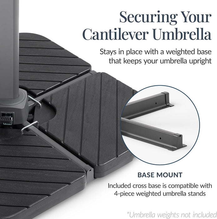 10X10Ft Cantilever Patio Umbrella, 5 Year Fade Resistant 260 GSM Canopy, Smooth Tilt Adjustment, and Aluminum Frame - Tan