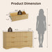 Bedroom Dresser, 47.2" Fluted Wood Dressers, 6 Drawer Dresser