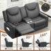 Loveseat Recliner Sofa, Gray PU Leather Double Recliner Loveseat with Console, Cup Holders, Storage & USB Ports, Ergonomics， Manual Reclining Sofa Couch for Living Room, RV