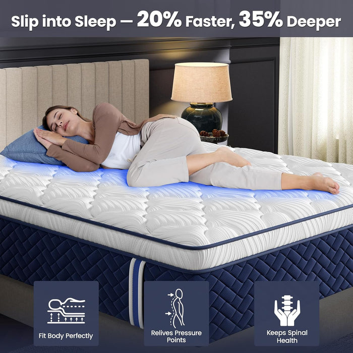Firm Queen Mattress 14 Inch-Hotel Collection Cooling Hybrid Mattress in Box