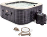 Purespa plus Greystone Inflatable Square Outdoor Hot Tub Spa, 83" X 28" with Purespa Maintenance Accessory Brush, Skimmer, and Scrubber Kit