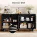 63 Inch Fluted Buffet Cabinet W/Storage, Push-Spring Doors, Black