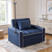 Blue Convertible Sleeper Chair With Integrated Cupholder