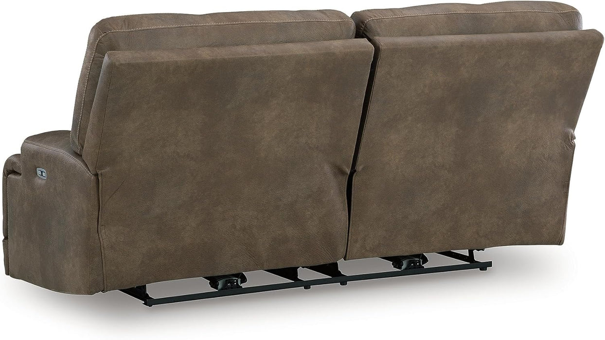 Signature Design by Ashley Bealeaf Contemporary Power Reclining Sofa with Position Lock, Adjustable Headrest and USB Charging Ports, Dark Brown
