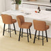 Swivel Counter Height Bar Stools Set of 4, 26'' Modern Barstools with Backs and Metal Legs, Upholstered Bar Chairs, Faux Leather Whiskey Brown Stools for Kitchen Island Chairs