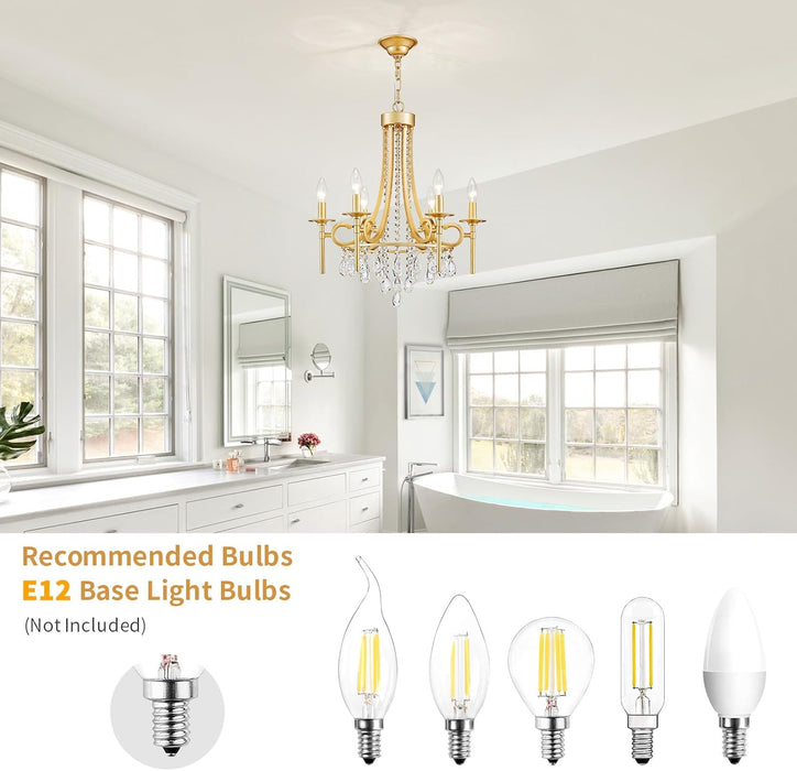Gold Round Luxurious Crystal Chandelier Six Luminaires