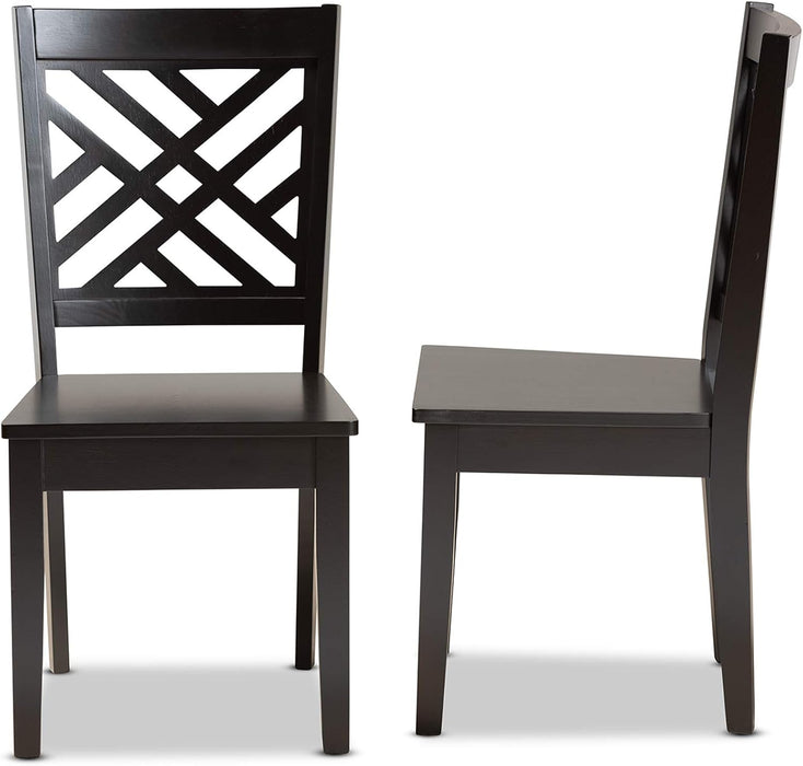 Caron Dining Chair and Dining Chair Transitional Dark Brown Finished Wood 2-Piece Dining Chair Set