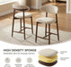 Counter Height Bar Stools Set of 3, Kitchen Bar Stools with Back, Mid Century Modern Upholstered Barstools with Wood Legs for Kitchen Island Dining Room, Beige