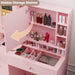 Pink Makeup Vanity Console With Illuminated Mirror