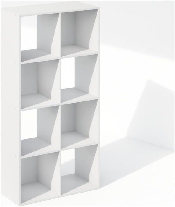White Eight Cube Contemporary Horizontal Bookcase Storage