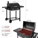 24-Inch Movable Charcoal BBQ Grill with Foldable Side Shelves, Temperature-Controlled, 461 Sq., Ideal for Backyard Party, Outdoor Picnic, Patio Cooking, Garden Grilling, Black