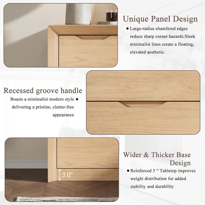 Natural 6 Drawer Dresser for Bedroom, 47.4" Tall Chest of Drawers