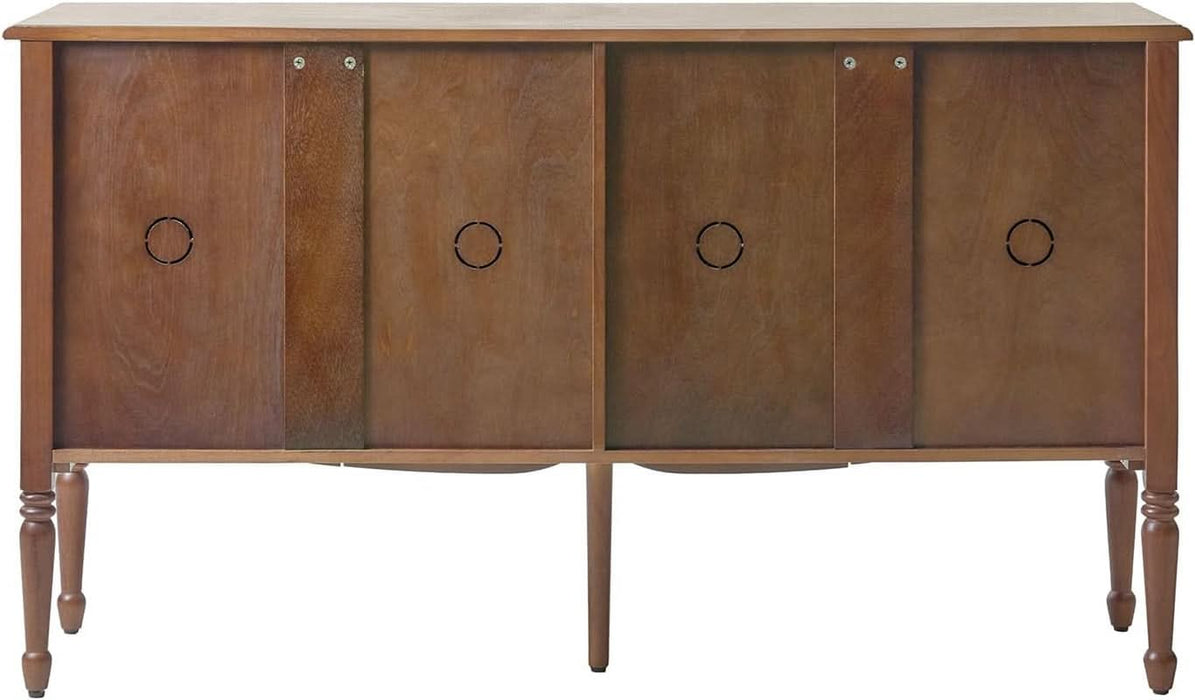 58" Fluted Sideboard Buffet Cabinet with Storage, Walnut