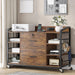 Brown Filing Cabinet with Lock & Shelves