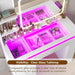 White Vanity Desk with Illuminated Mirror & Power Outlet, Bedroom Dresser LED Mirror Stepless Dimmable & 3 Color Modes Adjustable RGB Drawers, for Women Girls Bedroom, Pure White