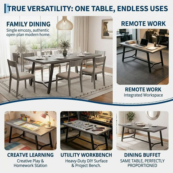 71" Wood Dining Table for 2/4/6/8, Large Rectangular Kitchen Table