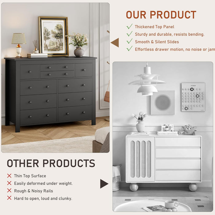 10 Drawers Dresser for Bedroom,Modern Wooden Chest of Drawers with Natural Texture, Sturdy and Stable Storage Organizer for Living Room, Entryway, Home Office