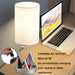 Table Lamp with 3 USB Charging Ports, Modern Desk Lamp with AC Outlet and Phone Stands, Perfect Bedside Lamp for Bedroom, Living Room, Office (Pack of 2), Silver