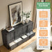 Fluted 6 Drawer Dresser 63" Long with Pine Handles, Black