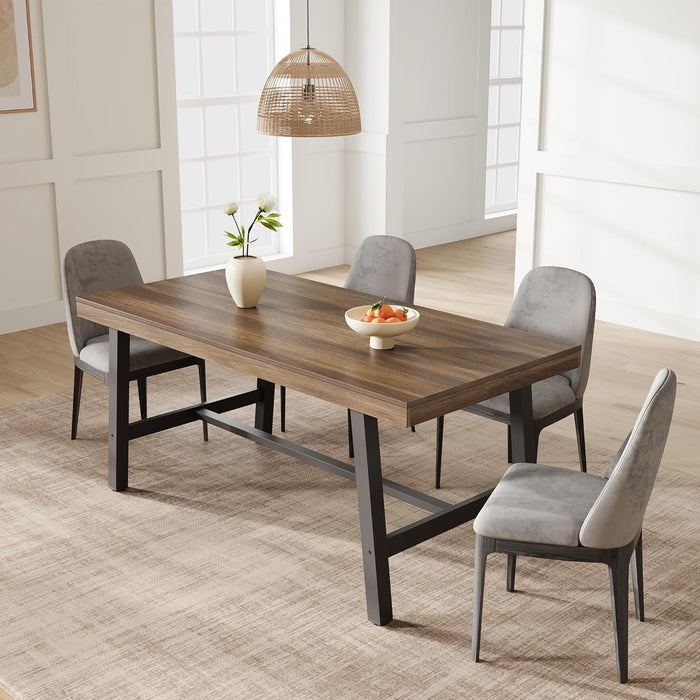 Industrial Dining Table 63InchesLong Espresso Brown