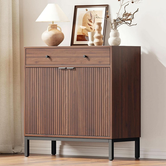 Sideboard Buffet Cabinet Storage, Modern Console Fluted Credenza