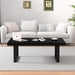 Black Coffee Table, Minimalist Industrial Wooden Center Table, Modern Simple Rectangle Living Room Table, Farmhouse Wood and Metal Cocktail Coffee Table for Home Bedroom Office, Black Oak, 39 Inch