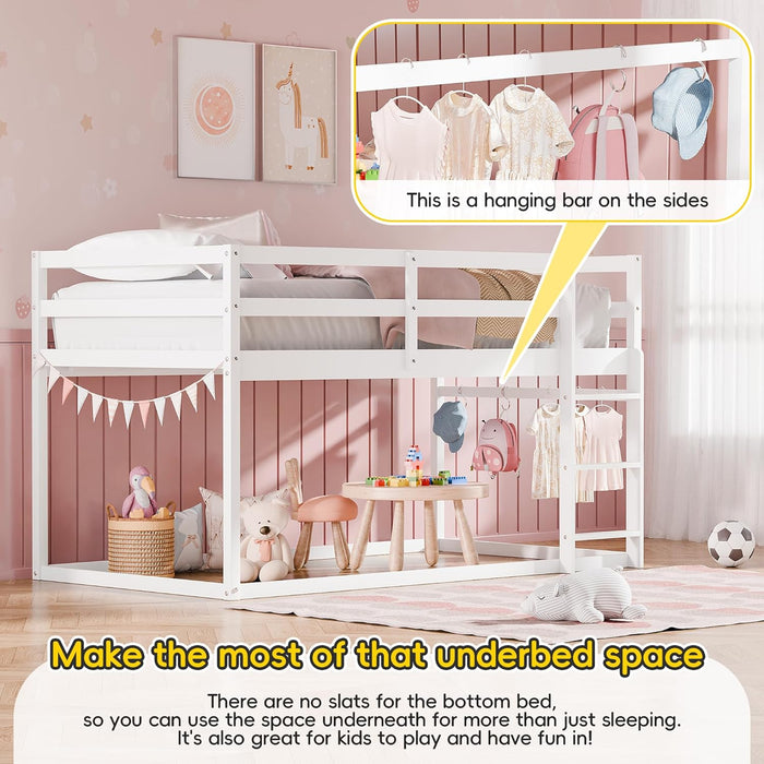 BrilliantWhite Twin Over Twin Elegant SolidWood Bed
