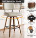 Swivel Bar Stools Set of 2, 26" Upholstered Modern Faux Leather Counter Height Barstools with Walnut Back & Bentwood Legs, Mid Century Bar Chairs Island Stools for Kitchen Counter, Beige Grey