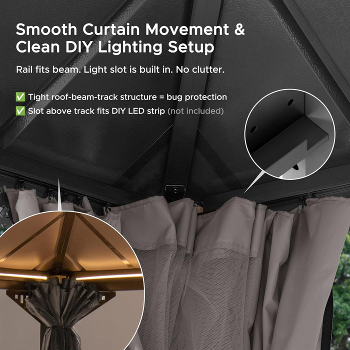 12X10 Weatherproof Cedar Wood Gazebo Galvanized Roof