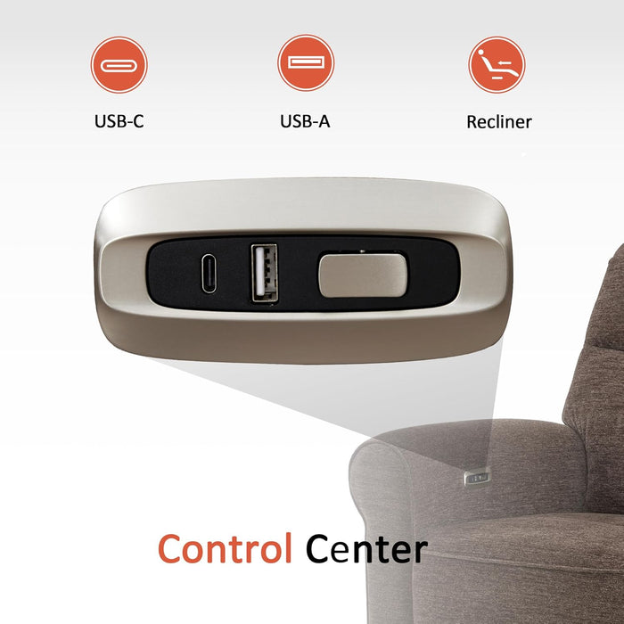 64.6" Wall Hugger Power Loveseat Recliner Sofa with USB Ports, Reclining Loveseat for Small Spaces Living Room RV, Fabric PR635M1 (Dark Brown)