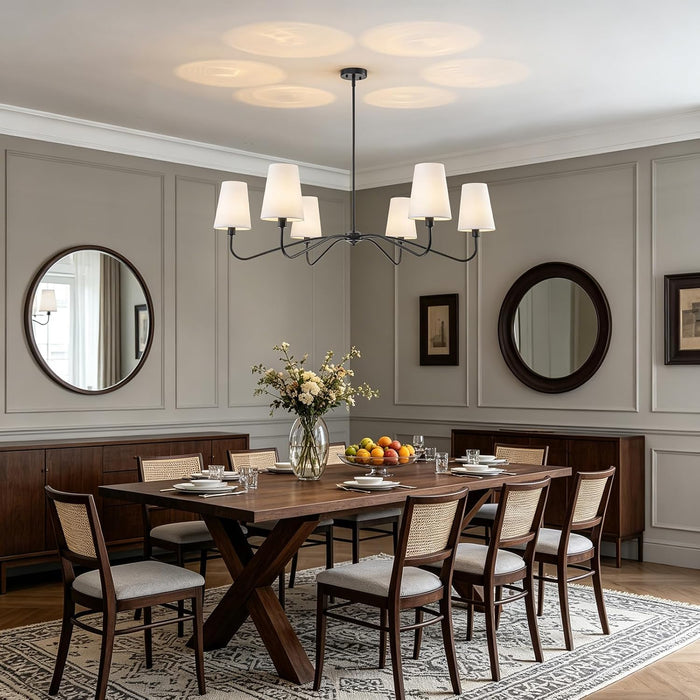47 Inch MatteBlack Chandelier 6 Light LivingRoomDecor