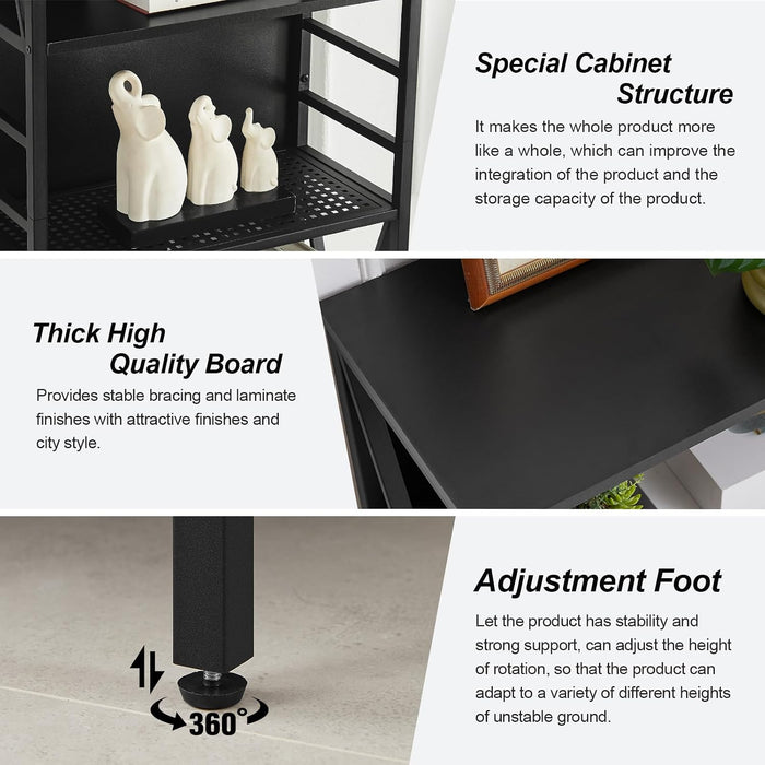 Bookshelf, 7-Tier Bookshelf, Rustic Wood Metal Bookshelves and Bookcases, Freestanding Open Bookshelf, Industrial Tall Bookcase for Home Office, Living Room and Bedroom, Black