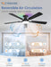 52 Inch Smart Ceiling Fans with RGB Lights, Low Profile Flush Mount Ceiling Fan with Alexa/App/Remote Control, Dimmable 20W LED Light, Black Modern Fan for Living Room, Bedroom, Game Room