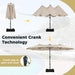 15Ft Double Sided Patio Umbrella with Solar Lights, Outdoor Large Umbrellas with Crank Handle and 48 LED Lights, Rectangular Market Umbrella with Base Included for Deck Pool Shade