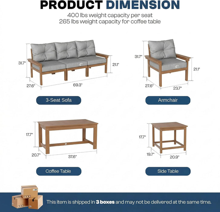 3-Piece HDPE Outdoor Patio Furniture Conversation Set