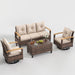 Patio Furniture Set, 4 Pieces Outdoor Patio Conversation Sets with Swivel Chairs, Wicker Patio Furniture Set with Storage Table, Outdoor Couch Set for Balcony, Porch, Deck, Backyard, Beige