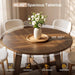 round Dining Table for for 4-6 People, 47-Inch Circle Kitchen Table with Reinforced Cross Brace, Farmhouse Dining Room Furniture for Living Room, Apartment, Restaurant, Walnut Brown