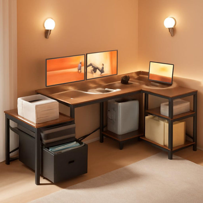 L Shaped Desk With Drawers IndustrialGrade Cabinet