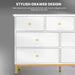 Modern 7-Drawer White Dresser,47" White Wooden Dresser for Bedroom, Storage Organizer with Deep Drawers & Metal Handles for Bedroom, Living Room, Entryway, Hallway