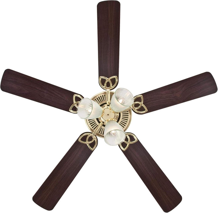 Westinghouse 7233800 Vintage Ceiling Fan with Light, 52 In., Polished Brass
