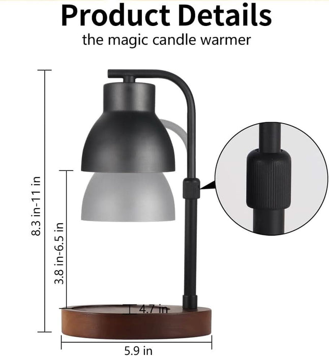 Dimmable Candle Warmer Lamp Adjustable Height Electric Wax Melt Warmer for Jar Scented Candles Suitable for Home Office Decor Birthday Gifts for Women Mom Grandma（With 2 Bulbs）