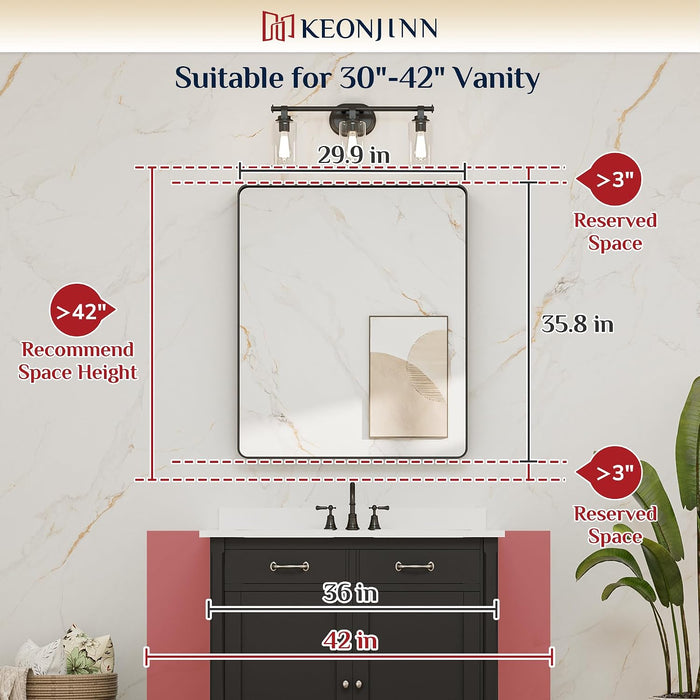 30 X 36 Inch Brushed Gold Bathroom Vanity Mirror, Aluminum Frame