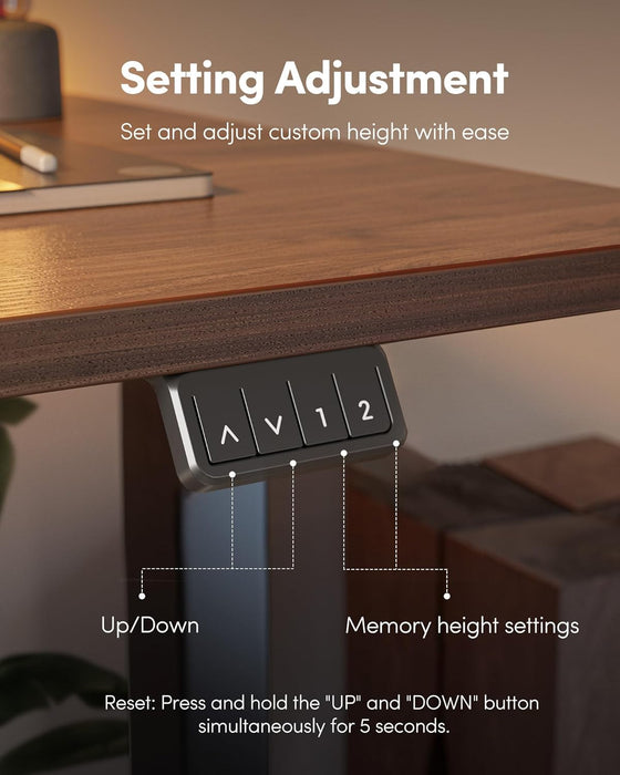 Electric Standing Desk, Height Adjustable Stand up Desk, 55 X 24 Inches Sit Stand Home Office Desk, Computer Desk, Black Walnut