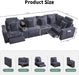 Oversized Modular Sectional Sofa with 2 Power Recliner, 5-Seater L-Shaped Corduroy Reclining Couch with Storage Console Charging Cup Holders, Fluffy Reclining Couches for Living Room,Grey