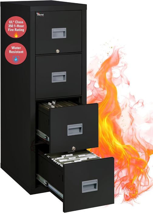 Patriot Vertical 4 Drawer Fire Rated File Cabinet, Black
